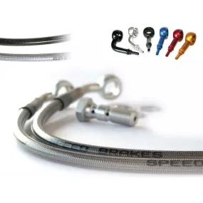 Durite de frein avant d'aviation SPEEDBRAKES inox/raccord bleu Aprilia RSV 1000